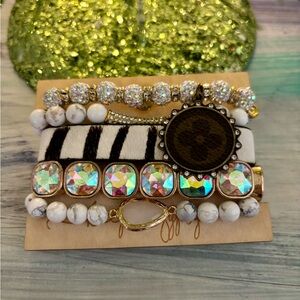 LV Upcycled Elegant Multicolor Beaded Stacked Bracelet Set